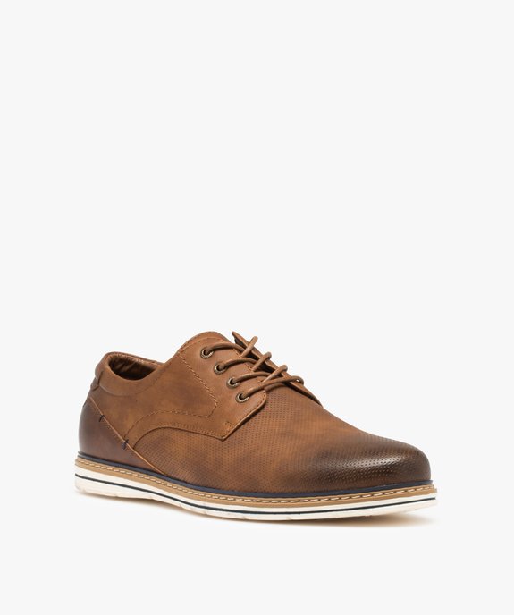 Derbies homme unis à semelle contrastante vue2 - GEMO(URBAIN) - GEMO