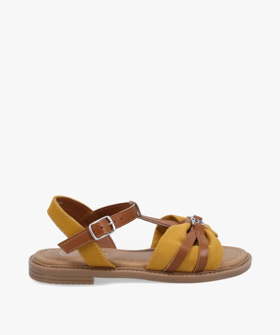 Sandales fille à brides en toile et matière lisse vue1 - GEMO (ENFANT) - GEMO