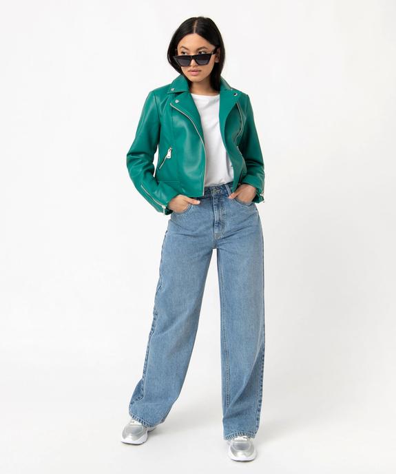 Blouson biker en synthétique imitation cuir femme vue5 - GEMO(FEMME PAP) - GEMO
