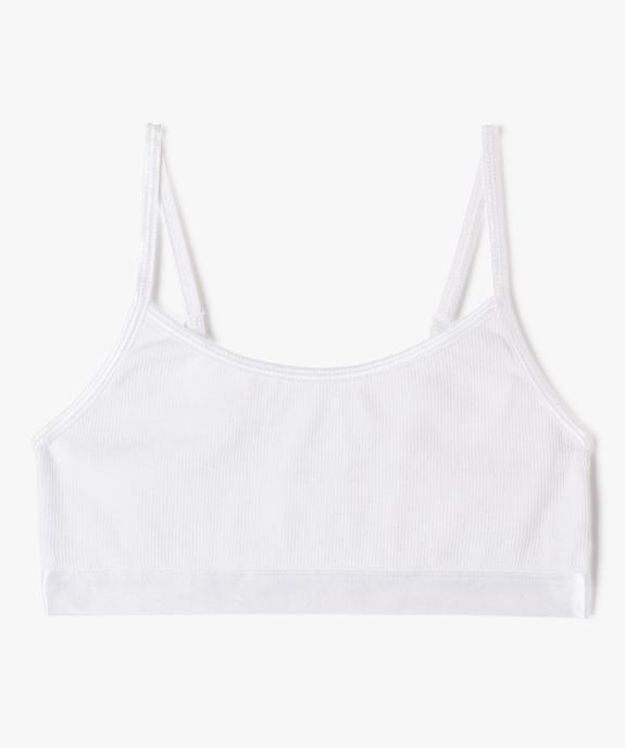 Brassière en maille côtelée à fines bretelles fille vue1 - GEMO 4G FILLE - GEMO