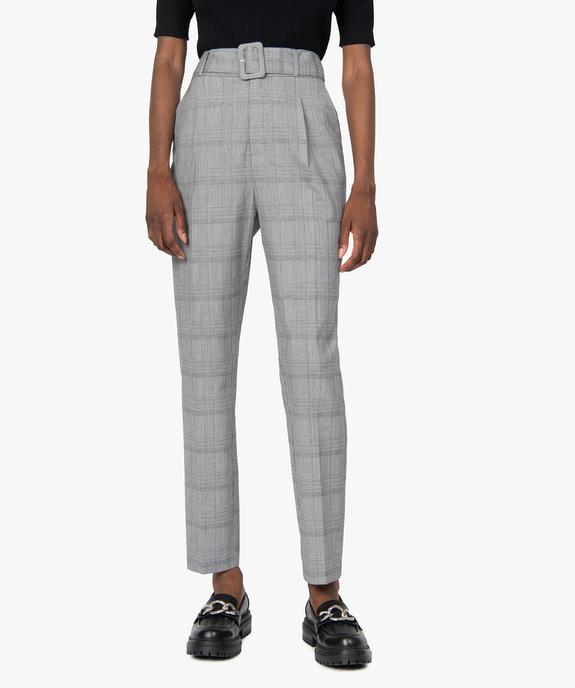 Pantalon femme à motif Prince de Galles taille haute vue1 - GEMO(FEMME PAP) - GEMO
