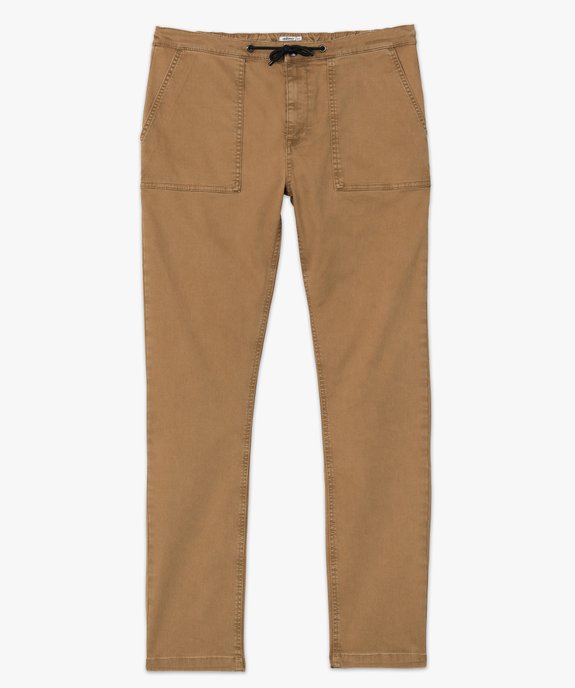 Pantalon homme en toile avec taille élastiquée vue4 - GEMO (HOMME) - GEMO