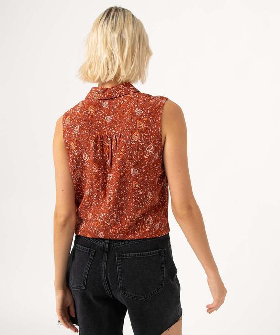 Chemise sans manches imprimée avec nœud dans le bas femme vue3 - GEMO 4G FEMME - GEMO