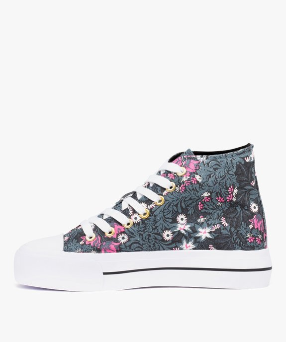Baskets femme mid-cut en toile imprimé fleurs vue4 - GEMO 4G FEMME - GEMO