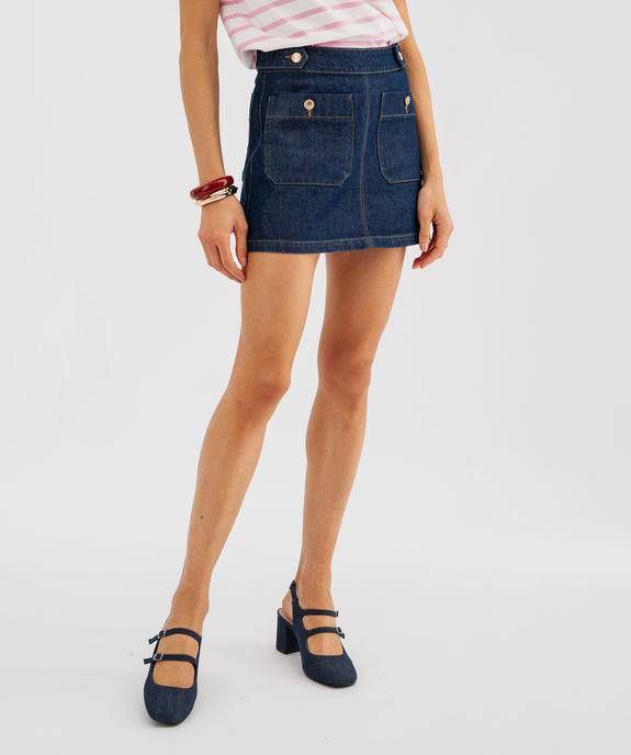 Jupe en jean courte  trapèze femme - LuluCastagnette vue3 - LULUCASTAGNETTE - GEMO