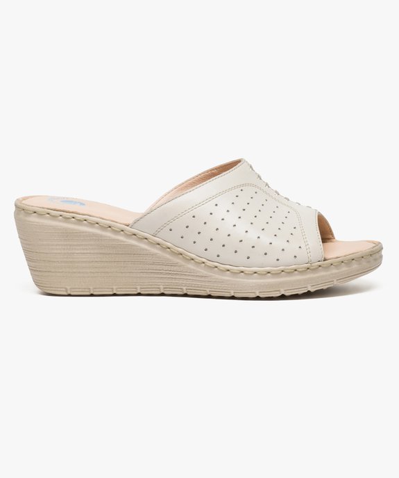 Mules confort ouvertes en cuir  vue1 - CONFORTSOFT - GEMO