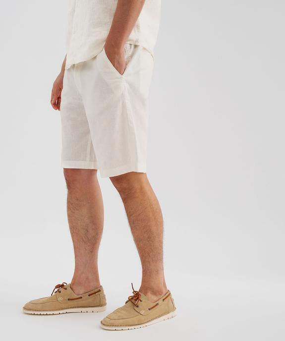 Bermuda en lin et coton coupe regular homme vue1 - GEMO 4G HOMME - GEMO