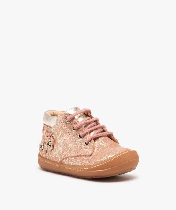 Chaussures premiers pas bébé fille dessus cuir – NA! vue3 - NA! - GEMO