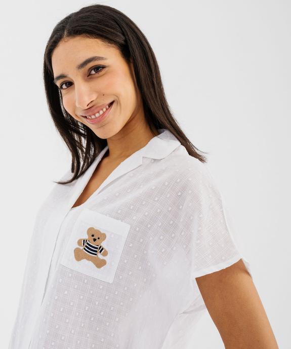 Chemise de nuit en voile de coton plumetis femme - LuluCastagnette vue2 - LULUCASTAGNETTE - GEMO