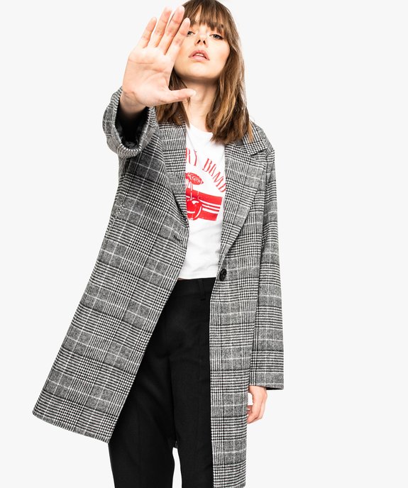 Manteau mi-long motif prince-de-galles vue1 - GEMO(FEMME PAP) - GEMO
