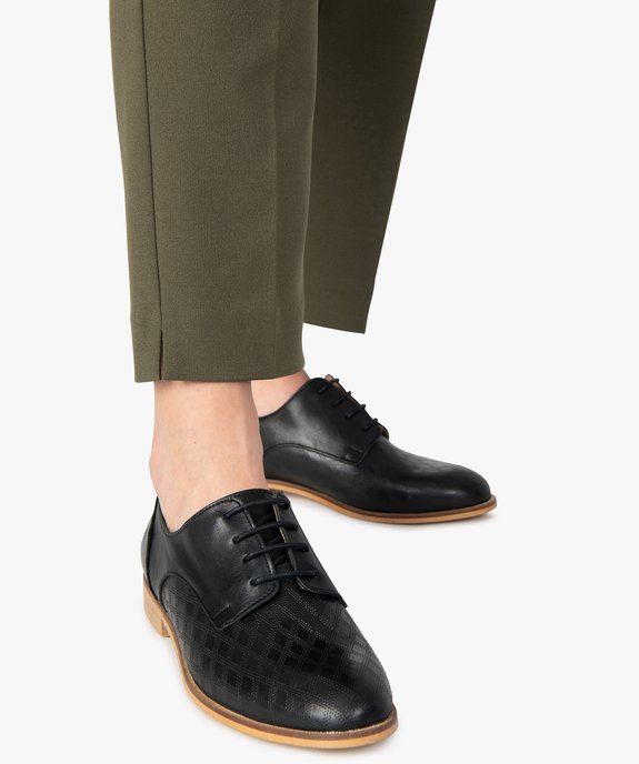 Derbies femme à talon plat et tige perforée vue1 - GEMO (CASUAL) - GEMO