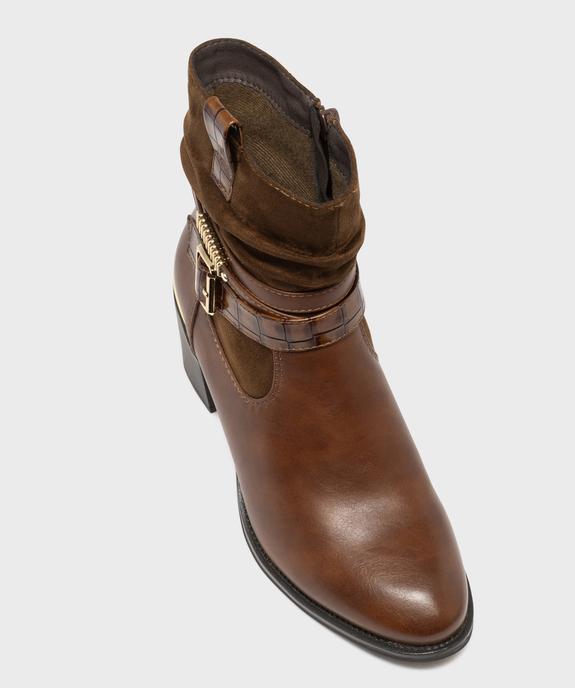 Bottines à talon avec tige drapée et brides à la cheville femme - Emilia Rosa vue5 - EMILIA ROSA - GEMO