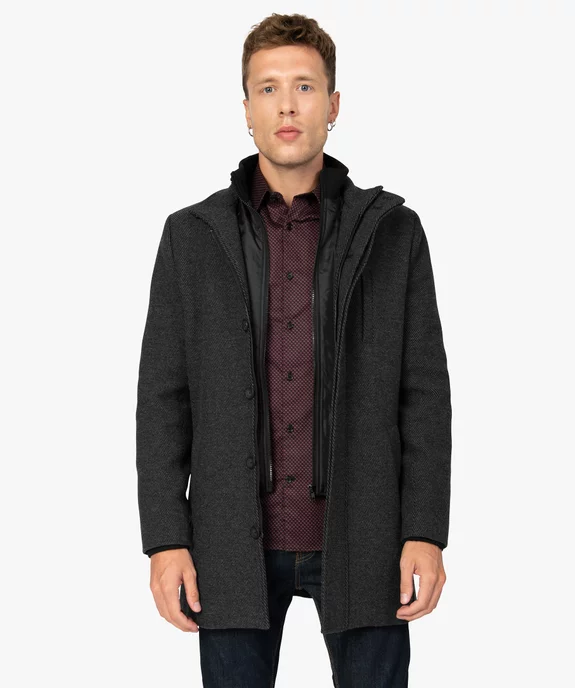 Manteau homme mi-long à col montant  vue1 - GEMO (HOMME) - GEMO