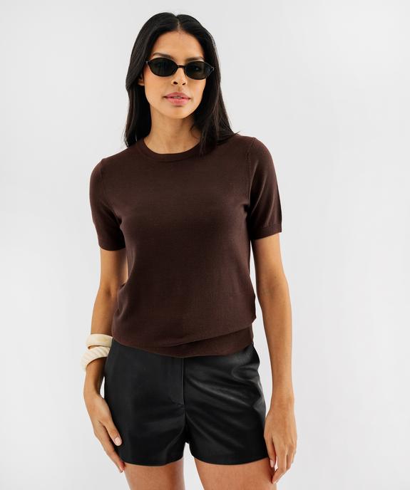 Pull manches courtes en viscose femme vue2 - GEMO 4G FEMME - GEMO