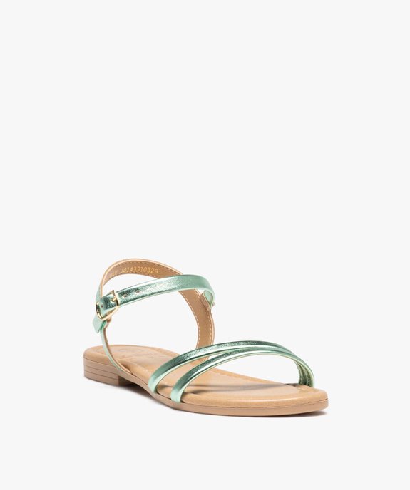 Sandales fille unies à fines brides métallisées vue2 - GEMO (ENFANT) - GEMO