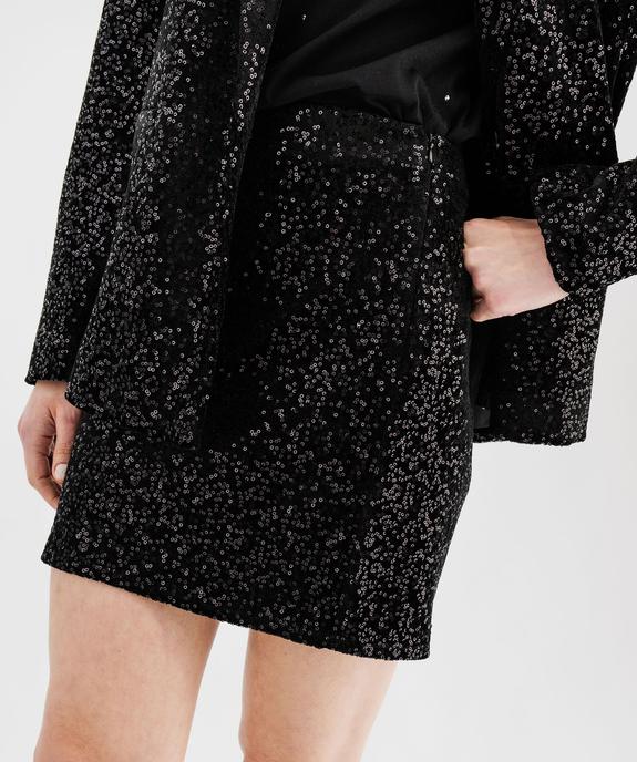 Jupe courte en velours avec sequins brodés femme vue3 - GEMO(FEMME PAP) - GEMO