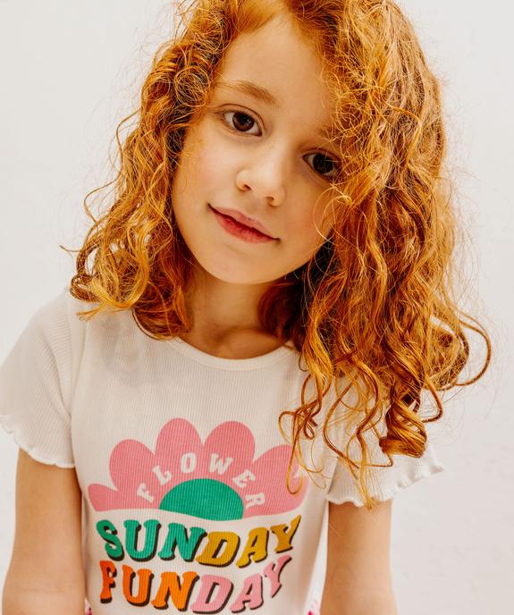 Tee-shirt à manches courtes avec finitions froncées fille vue2 - GEMO (ENFANT) - GEMO