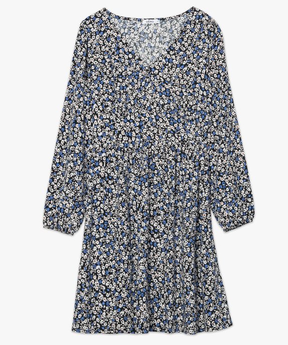 Robe femme à manches longues imprimé fleurs vue4 - GEMO(FEMME PAP) - GEMO