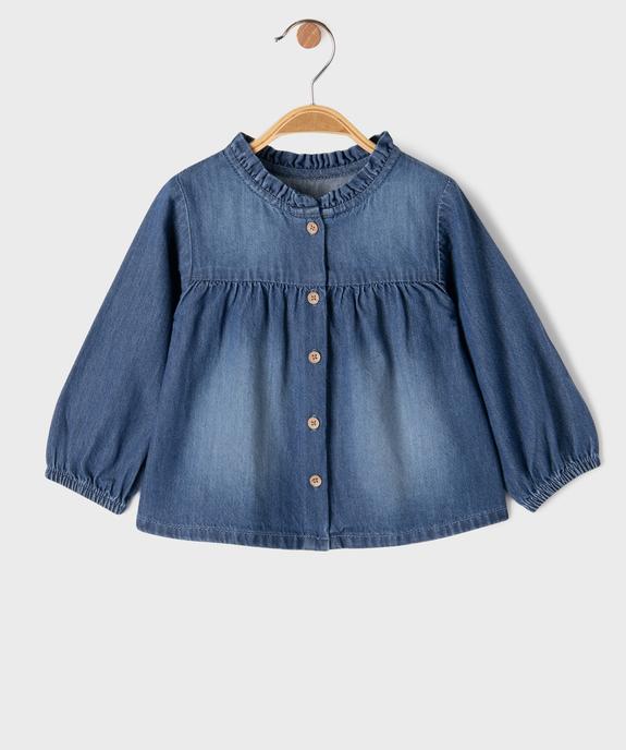 Blouse en jean à manches longues et col victorien bébé fille vue1 - GEMO(BEBE DEBT) - GEMO