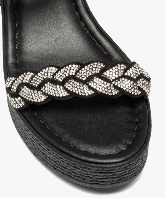 Sandales femme plateforme à talon et brides strass tressées vue6 - GEMO(URBAIN) - GEMO
