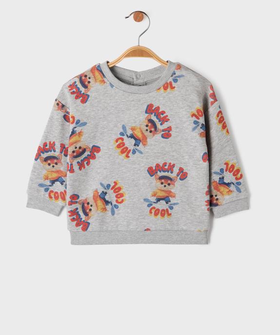 Sweat en molleton chiné imprimé all over bébé garçon vue1 - GEMO 4G BEBE - GEMO
