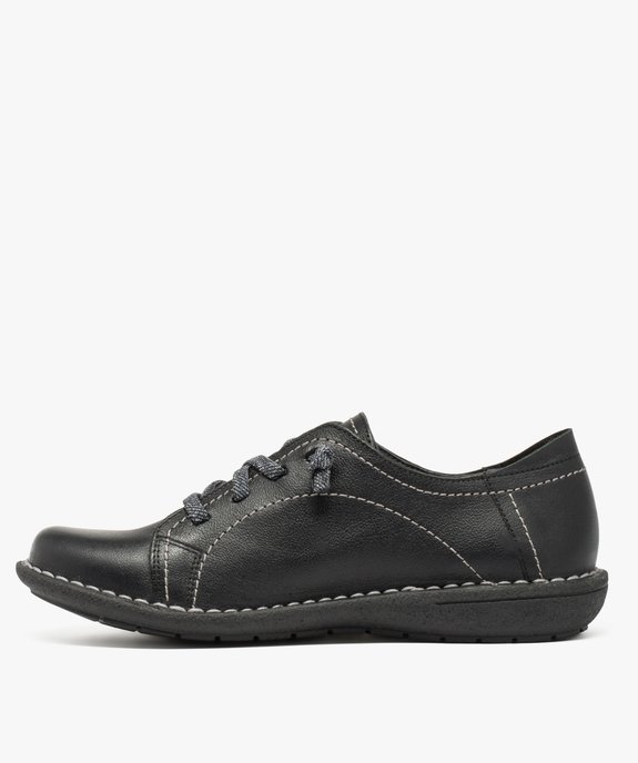 Derbies femme confort dessus cuir à lacets élastiques vue3 - GEMO (CONFORT) - GEMO