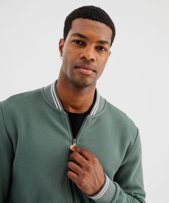 Sweat zippé en maille piquée avec finitions bicolores homme vue3 - GEMO (HOMME) - GEMO