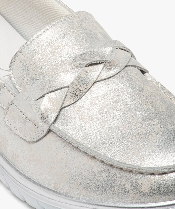 Mocassins femme en cuir uni métallisé à semelle crantée vue6 - GEMO (CONFORT) - GEMO