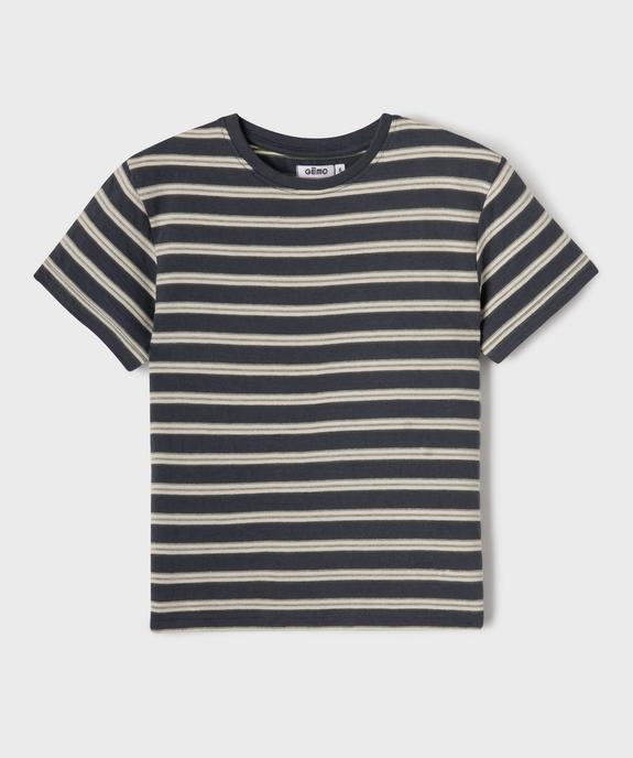 Tee-shirt manches courtes à rayures brodées garçon vue1 - GEMO (ENFANT) - GEMO