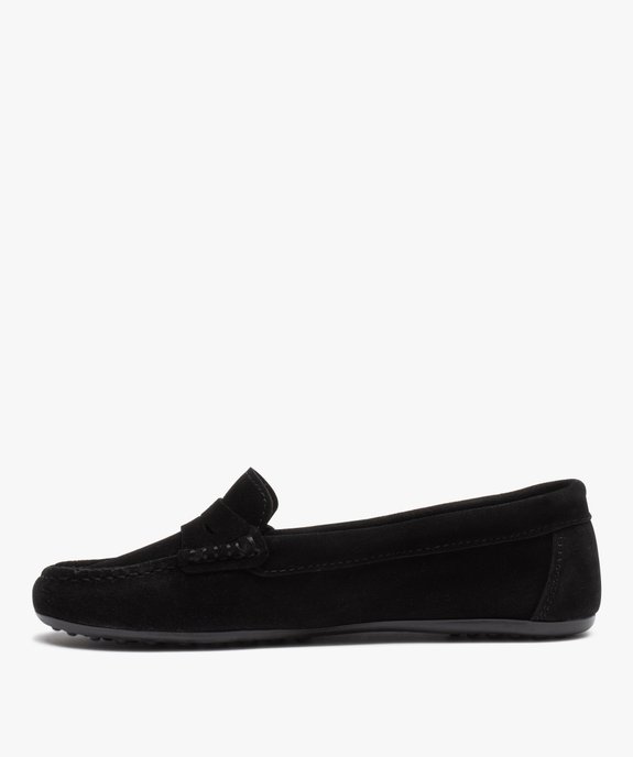Mocassins femme confort unis en cuir velours  vue4 - GEMO (CASUAL) - GEMO
