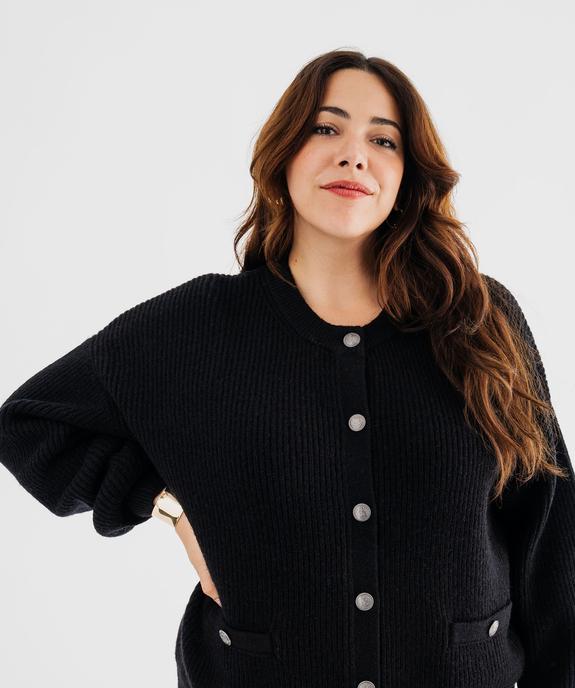 Gilet à col rond en grosse maille femme grande taille vue2 - GEMO (G TAILLE) - GEMO