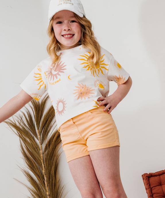 Short en coton stretch avec revers fille vue8 - GEMO (JUNIOR) - GEMO