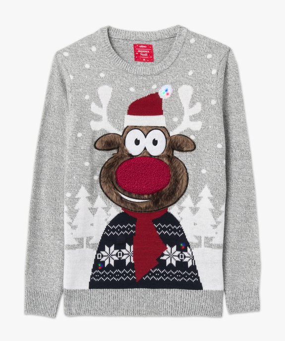 Pull de Noël clignotant à motif renne homme vue4 - GEMO (HOMME) - GEMO