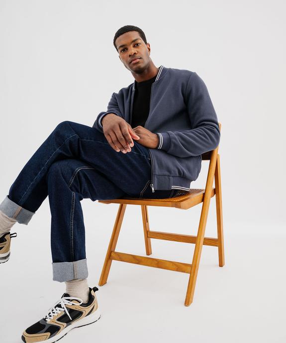 Sweat zippé en maille piquée avec finitions bicolores homme vue1 - GEMO (HOMME) - GEMO