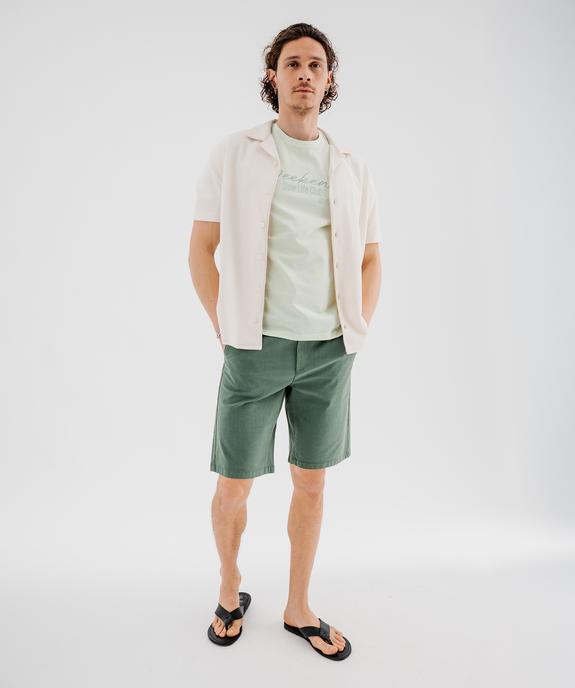 Bermuda en coton extensible coupe Regular avec ceinture tressée homme vue4 - GEMO (HOMME) - GEMO