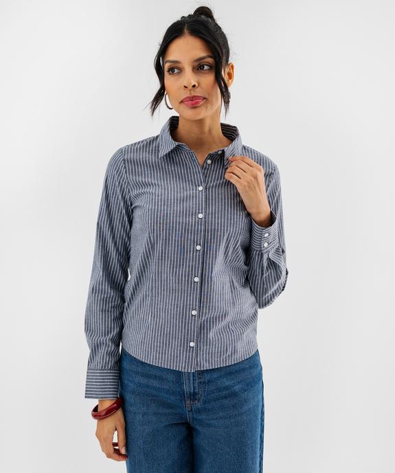 Chemise rayée en coton stretch femme vue1 - GEMO(FEMME PAP) - GEMO