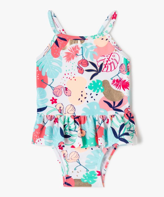 Maillot de bain bébé fille 1 pièce à volant et motif tropical vue1 - GEMO(BEBE DEBT) - GEMO