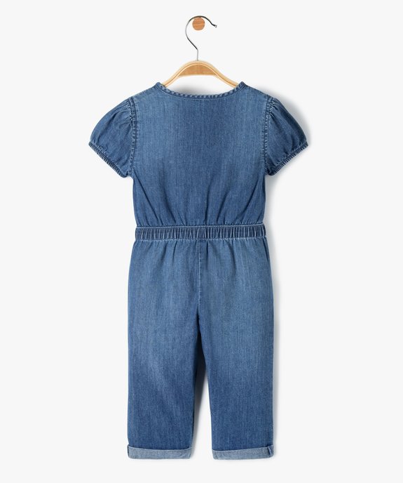 Combinaison en jean bébé fille à manches courtes vue3 - GEMO(BEBE DEBT) - GEMO