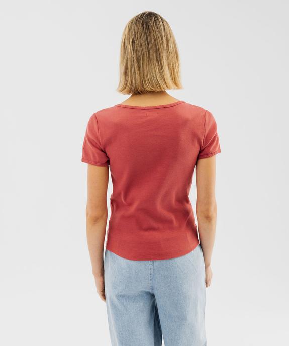 Tee-shirt à manches courtes et grand col rond femme vue3 - GEMO(FEMME PAP) - GEMO