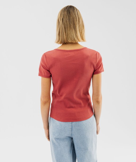 Tee-shirt à manches courtes et grand col rond femme vue3 - GEMO(FEMME PAP) - GEMO