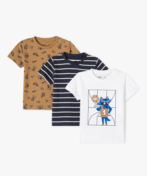 Tee-shirt bébé garçon à manches courtes (lot de 3) vue1 - GEMO(BEBE DEBT) - GEMO