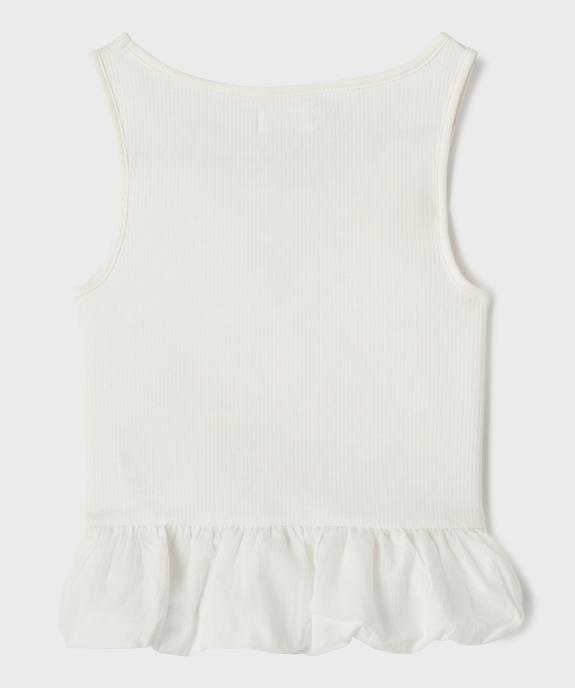 Débardeur en maille côtelée extensible à basque fille vue3 - GEMO 4G FILLE - GEMO