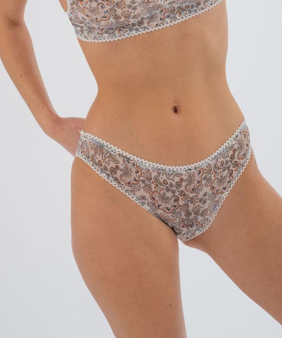 Culotte en voile semi-transparent et dentelle femme vue1 - GEMO(HOMWR FEM) - GEMO