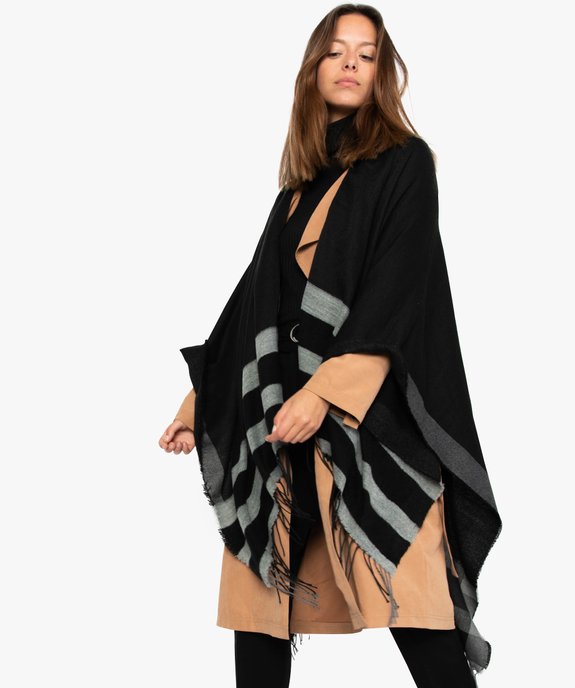 Cape femme à motifs finition franges vue1 - FOLLOW ME - GEMO