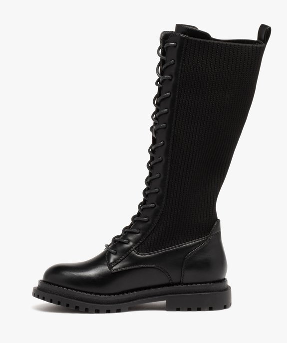 Bottes fille plates unies à lacets et tige chaussette vue3 - GEMO (ENFANT) - GEMO