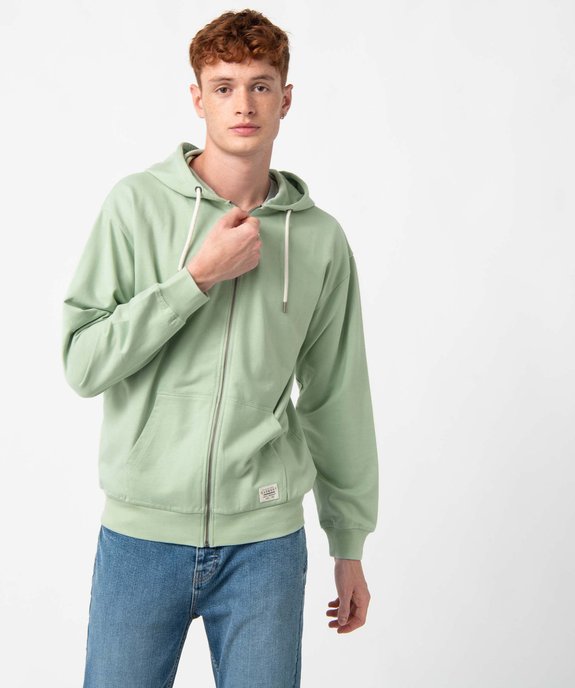 Sweat homme zippé à capuche intérieur bouclettes vue1 - GEMO (HOMME) - GEMO