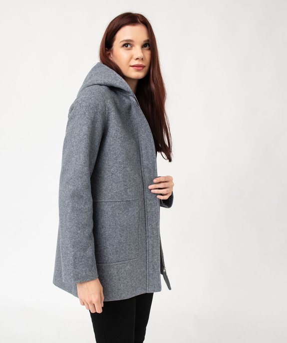 Manteau court zippé à capuche doublée sherpa femme vue5 - GEMO(FEMME PAP) - GEMO