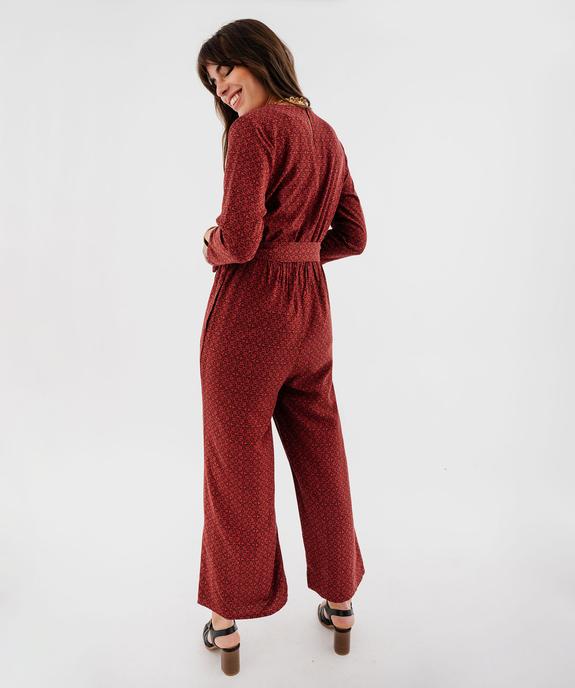 Combinaison pantalon fluide et imprimée décolleté cache-cœur femme vue6 - GEMO 4G FEMME - GEMO