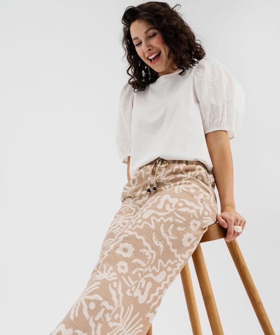 Pantalon large et fluide imprimé femme vue1 - GEMO 4G FEMME - GEMO