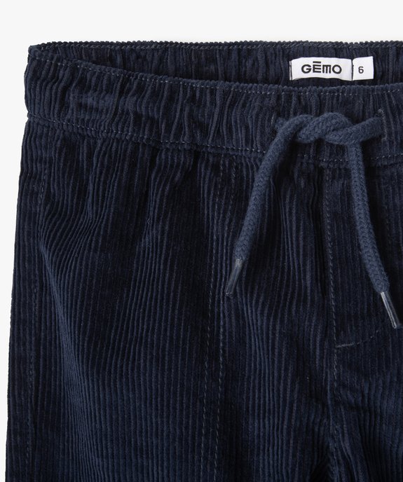 Pantalon garçon en velours côtelé à taille élastiquée vue2 - GEMO (ENFANT) - GEMO
